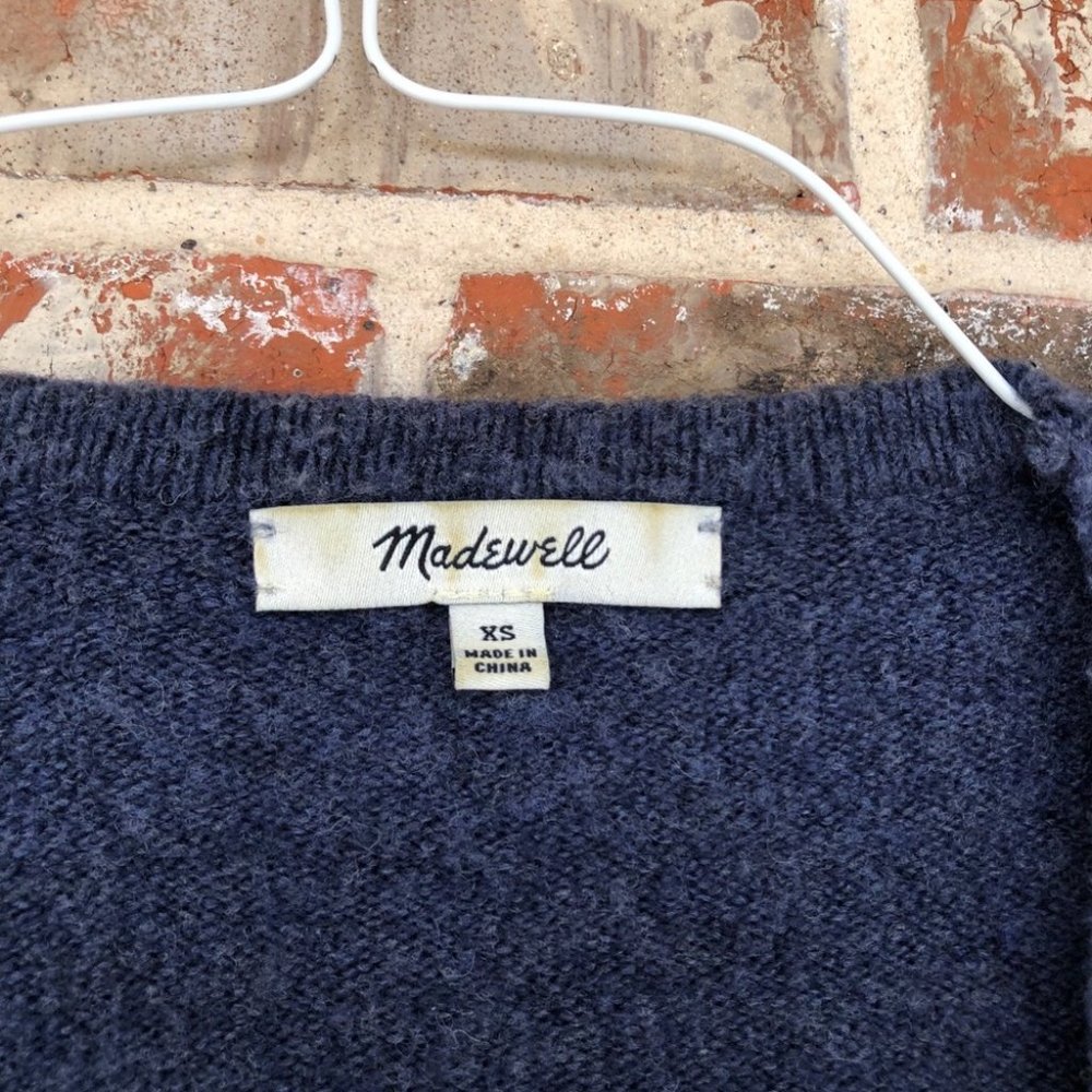 Madewell Kent Cardigan Alpaca Wool SOFT Navy Blue Sweater XS - Picture 9 of 16